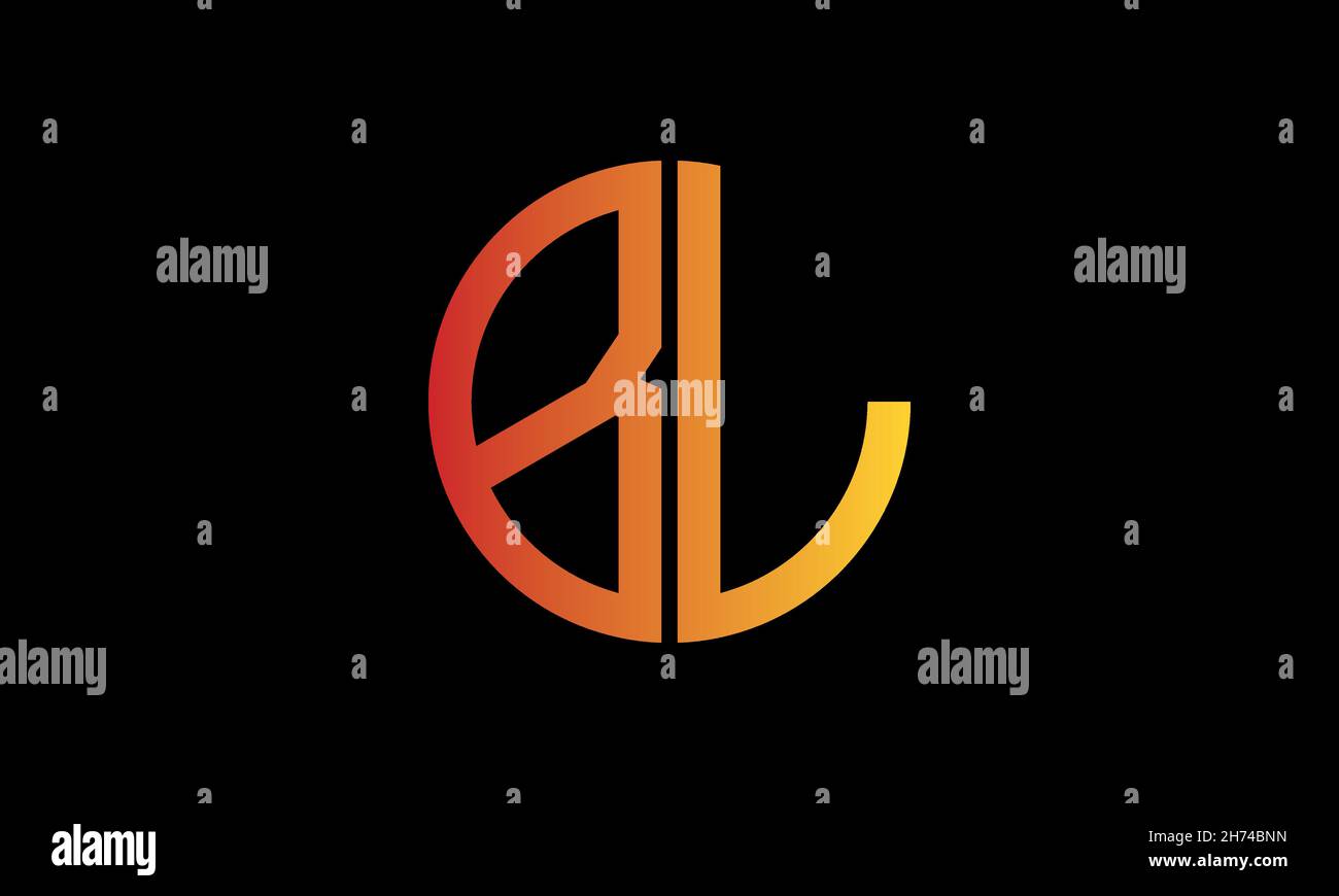 Alphabet BL or LB illustration monogram vector logo template in round shape Stock Vector