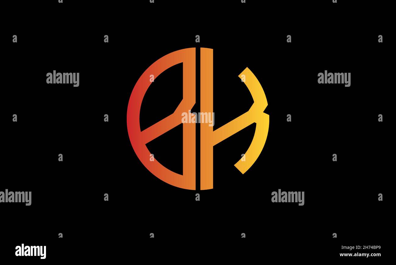 Alphabet BK or KB illustration monogram vector logo template in round shape Stock Vector
