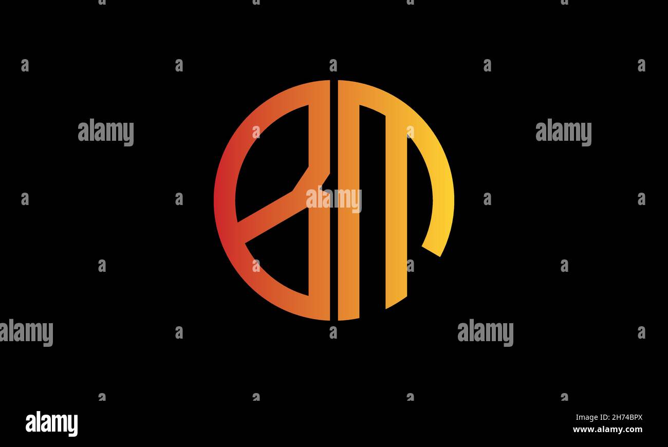 Alphabet BM or MB illustration monogram vector logo template in round shape Stock Vector