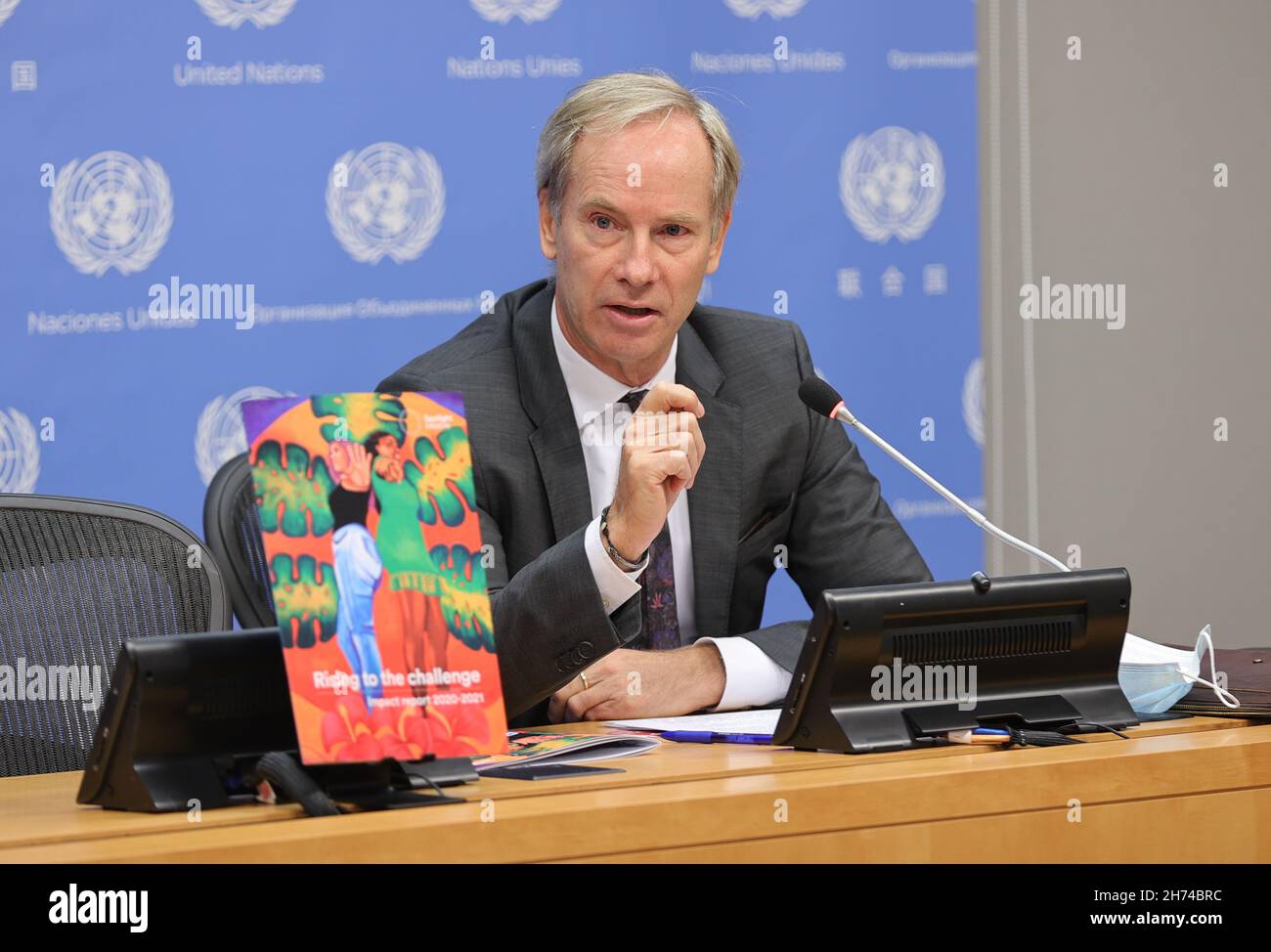 New York, NY, USA. 19th Nov, 2021. United Nations, New York, USA, November 19, 2021 - Sima Sami Bahous, Executive Director of UN Women, and Olof Skoog, Head of the Delegation of the European Union to the During a press conference on the launch of the Spotlight Initiatives impact report for 2020-2021, Rising to the challenge is held at UN Headquarters Today in New York City.Photo: Luiz Rampelotto/EuropaNewswire.PHOTO CREDIT MANDATORY. (Credit Image: © Luiz Rampelotto/ZUMA Press Wire) Credit: ZUMA Press, Inc./Alamy Live News Stock Photo