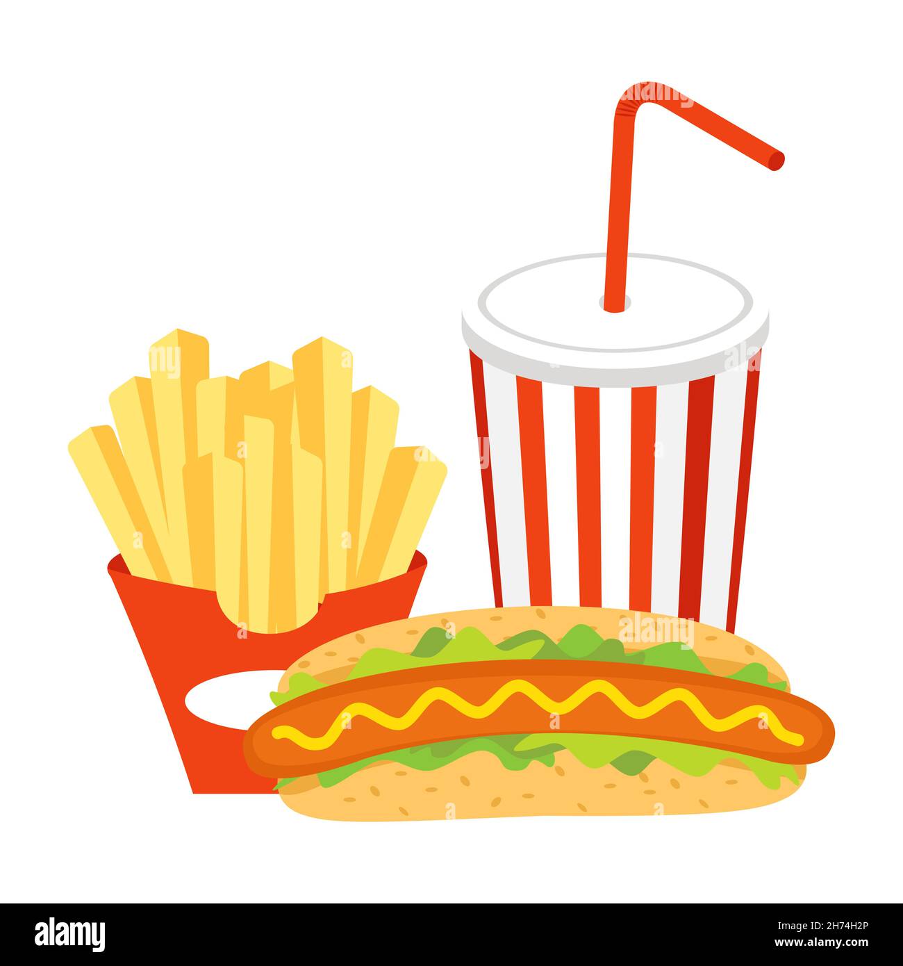 fast food set hot dog french fries and soft drink Stock Vector Image
