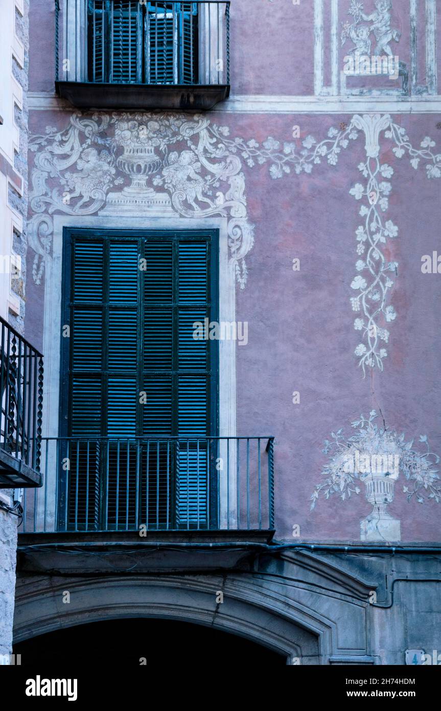 Subtractive artistic technique sgraffito in Barcelona, Spain Stock