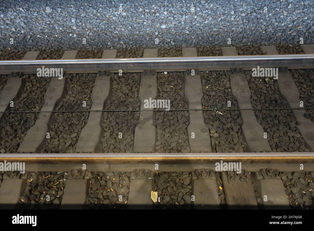 Railway tracks as a close up Stock Photo