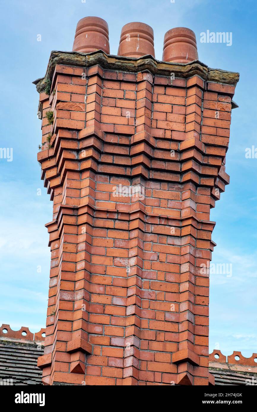 Close up of red brick chimney Stock Photo