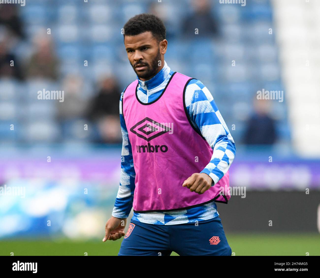 Fraizer Campbell #22 of Huddersfield Town warming up before the game ...