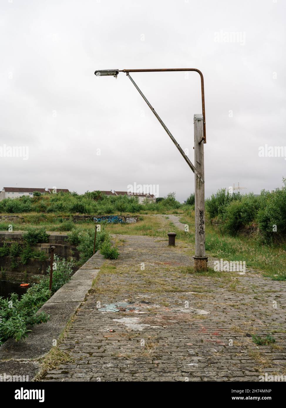 An area of historic interest, derelict and disused, the brownfield site of Govan Graving Docks, Scotland Stock Photo