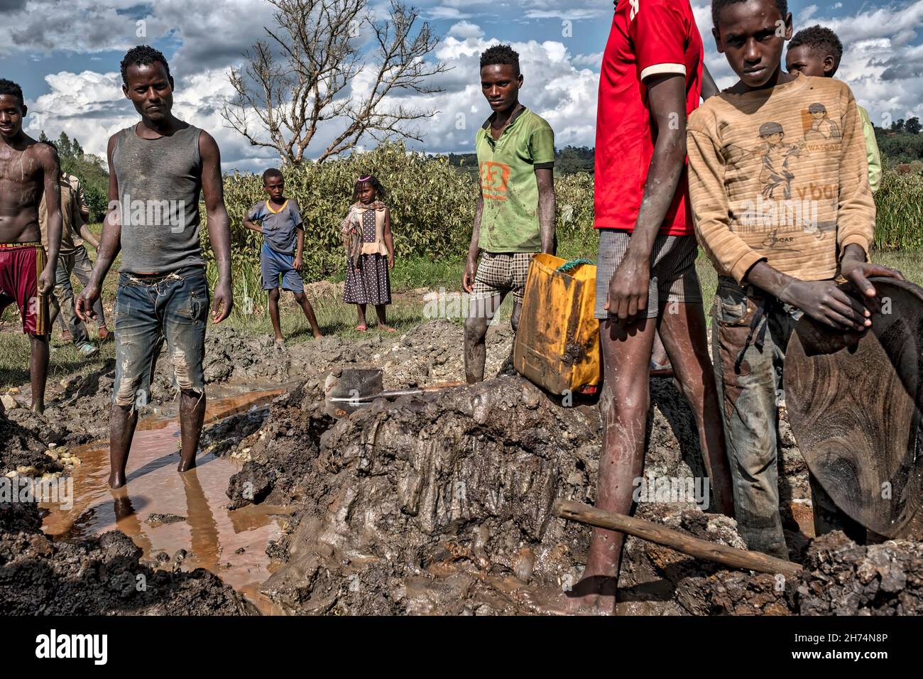 Illegal artisanal gold mining in Ethiopia, Africa Stock Photo Alamy