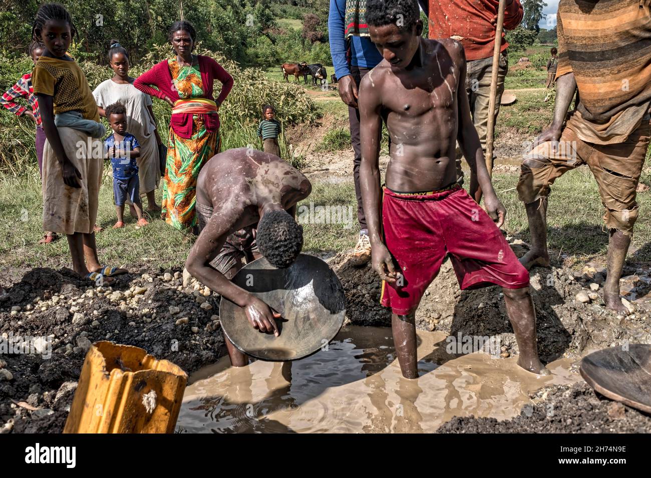 Illegal artisanal gold mining in Ethiopia, Africa Stock Photo Alamy
