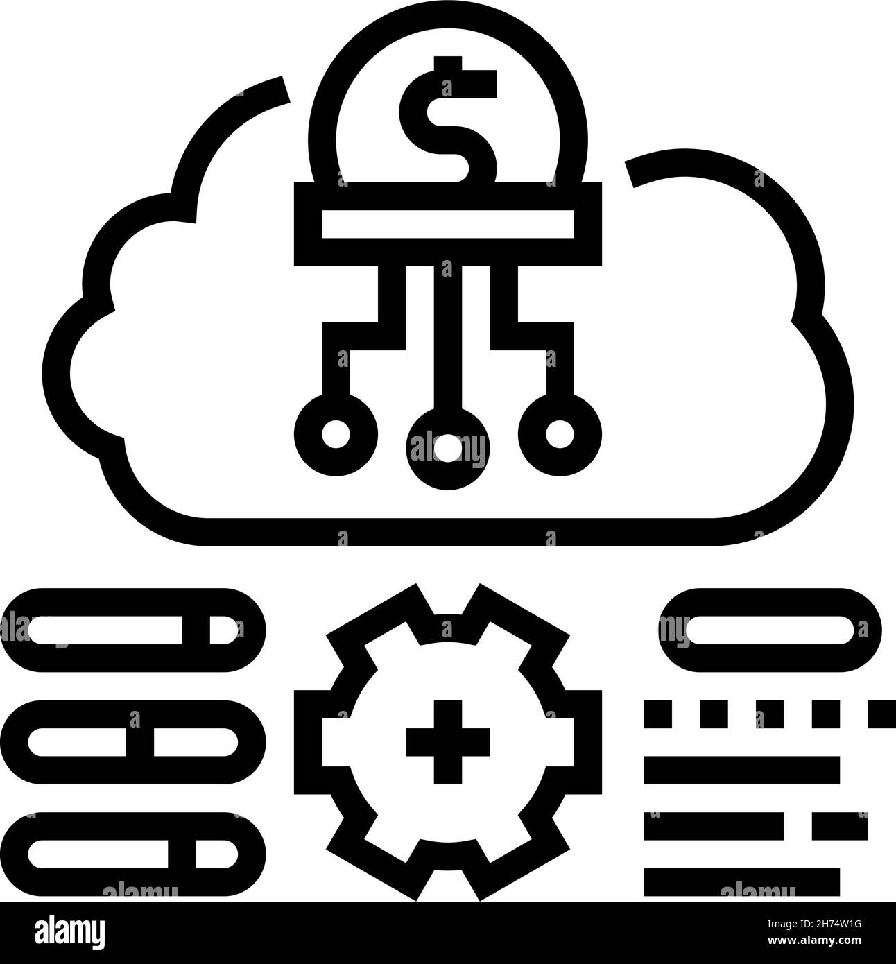 cost researching company and processing line icon vector illustration ...