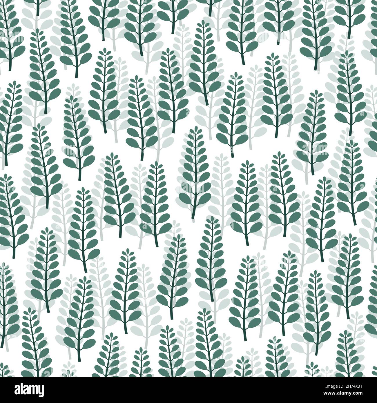 Vintage trendy vector seamless ditsy pattern of plants and leaves. All over design artistic foliage repeat texture background for printing and textile Stock Vector