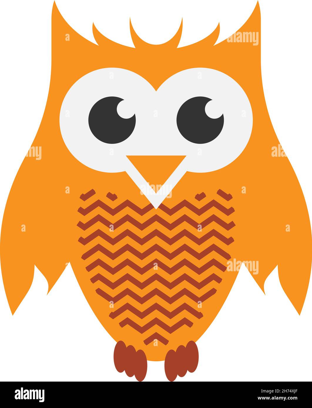 friendly colorful comic owl isolated on white background, vector illustration Stock Vector