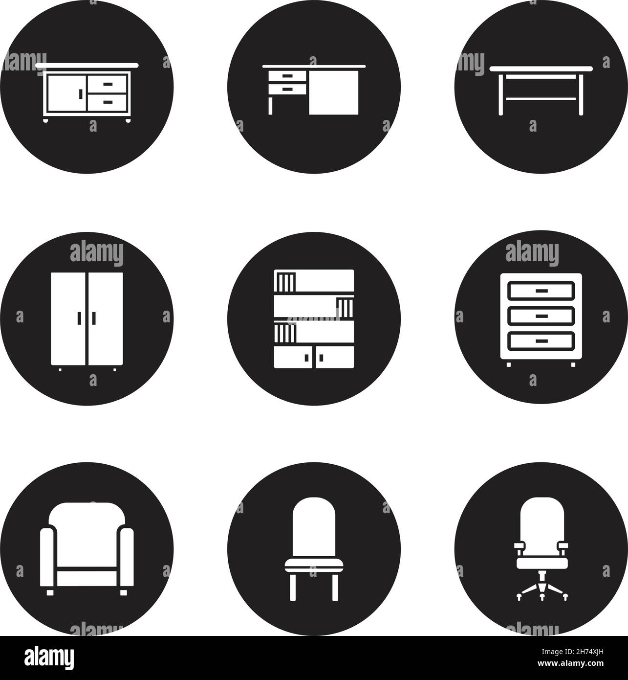 Furniture black icons set Stock Vector Image & Art - Alamy