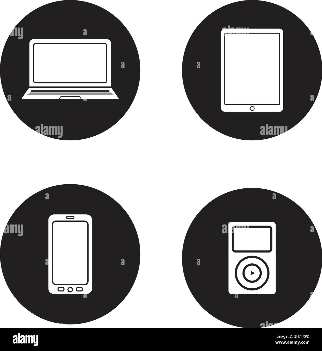 Modern gadgets black icons set Stock Vector