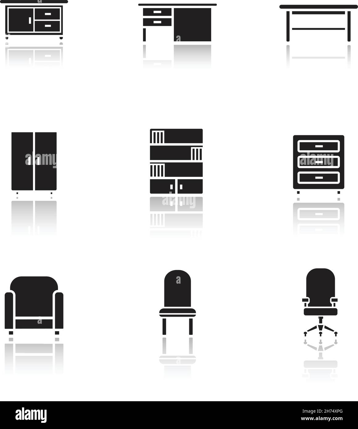 Furniture black icons set Stock Vector Image & Art Alamy