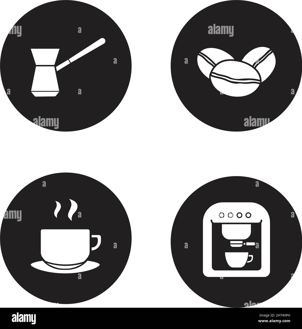 Coffee appliances black icons set Stock Vector