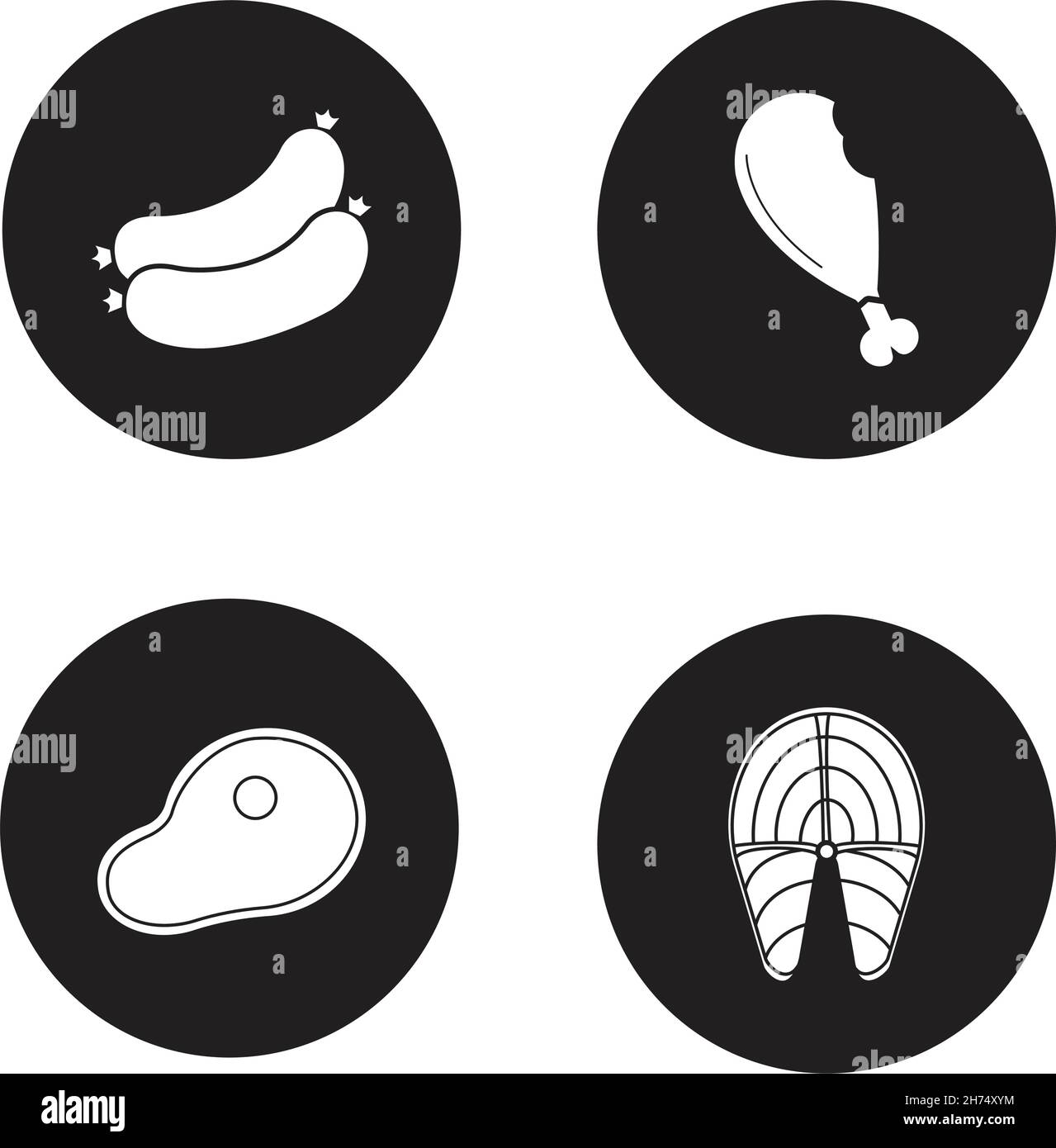 Barbecue meat black icons set Stock Vector Image & Art - Alamy