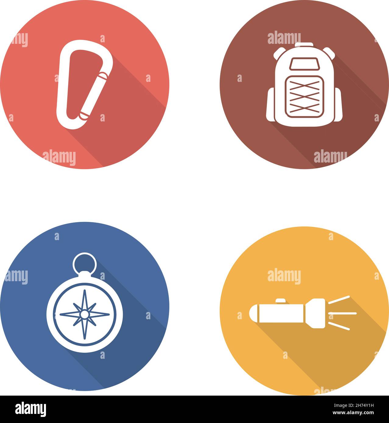 Hiking flat design icons set Stock Vector