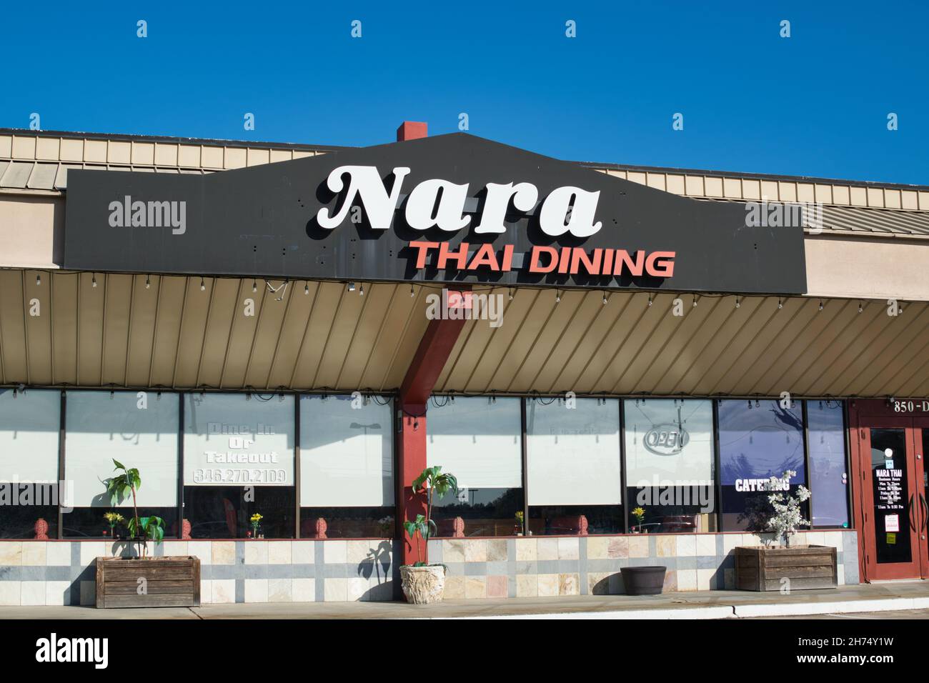 Houston, Texas USA 11122021 Nara Thai Dining restaurant exterior in