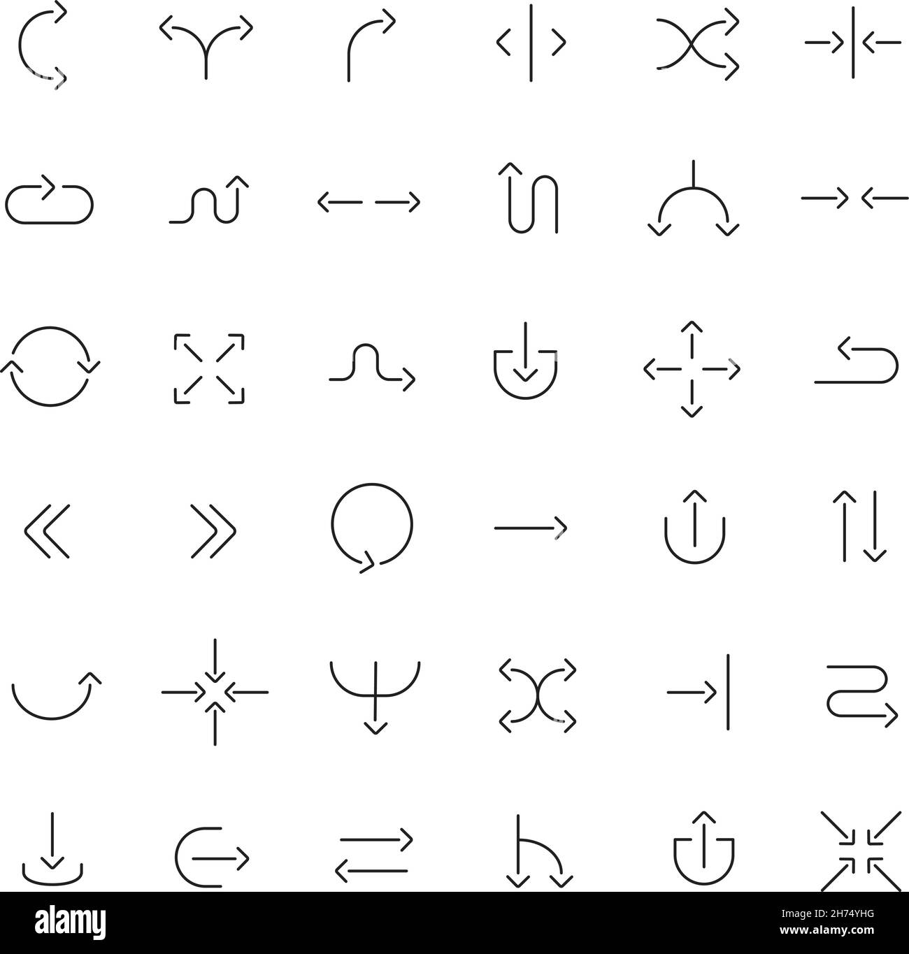Arrows set. Thin line Stock Vector
