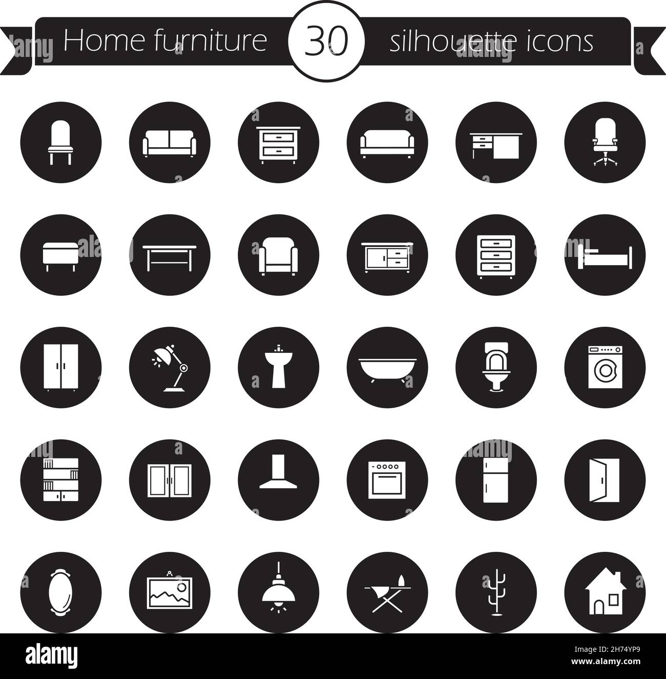 Furniture icons set. Black Stock Vector Image & Art Alamy