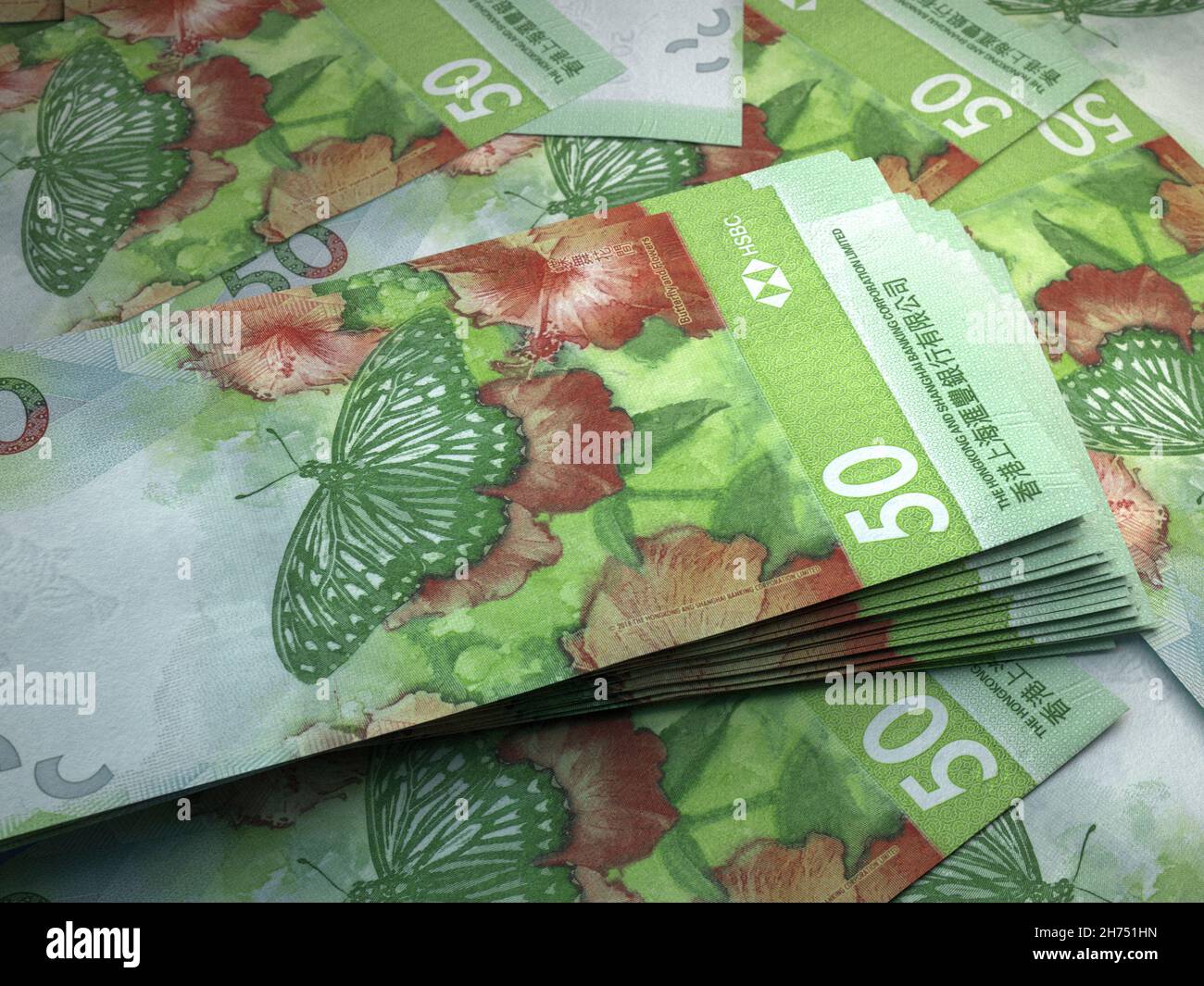 Hong Kong Dollar money pack 3d illustration. 500 HKD banknote bundle  stacks. Concept of finance, cash, economy crisis, business success,  recession, ba Stock Photo - Alamy