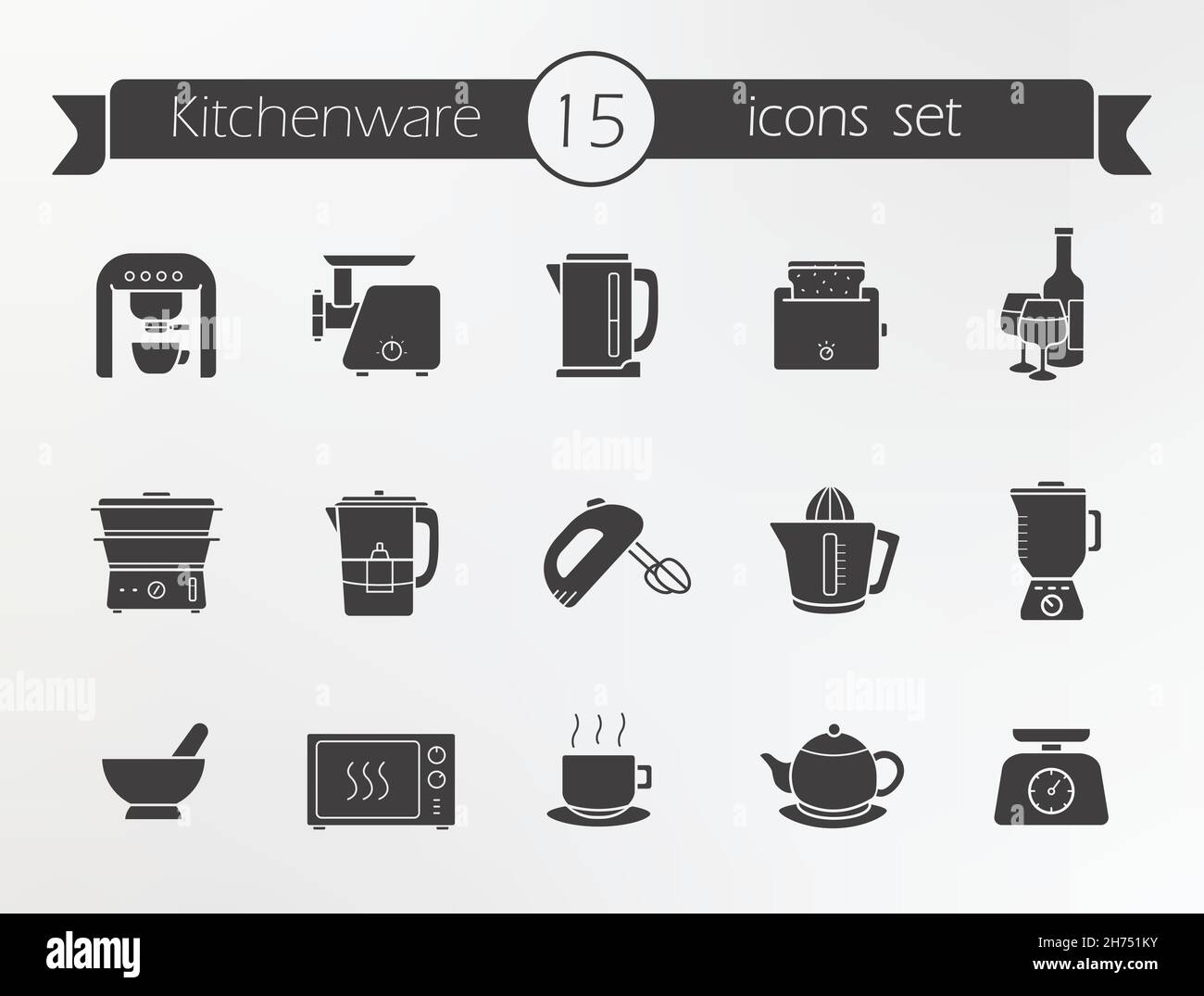 Kitchenware silhouette icons set Stock Vector Image & Art - Alamy