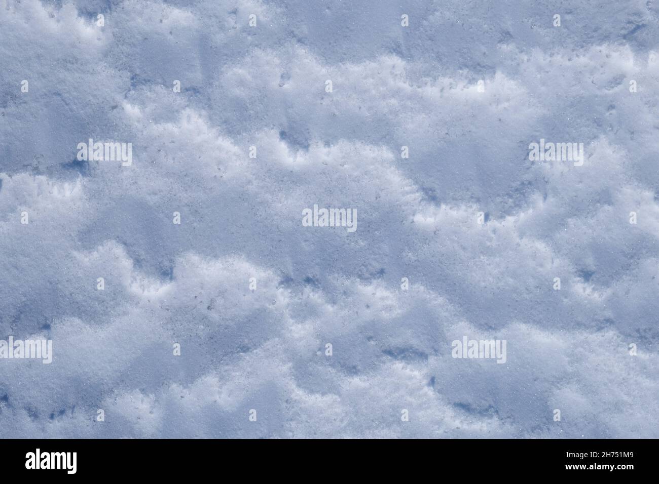 Texture of winter snow surface. Blue natural snow background with drawings made by the wind. Stock Photo