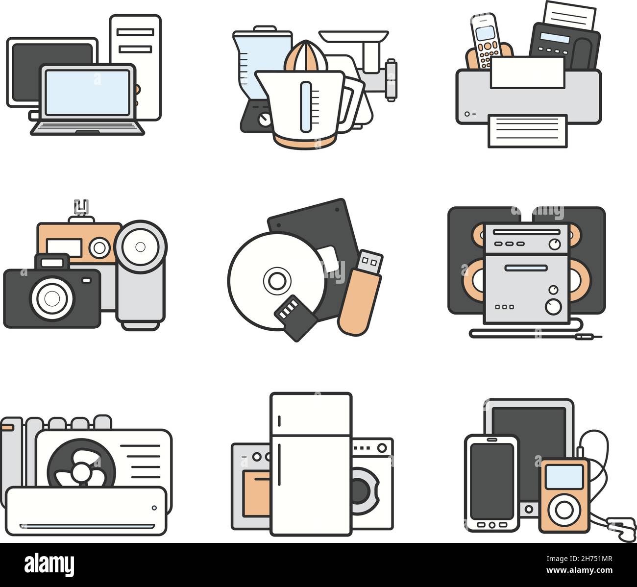 Household icons set. Color Stock Vector