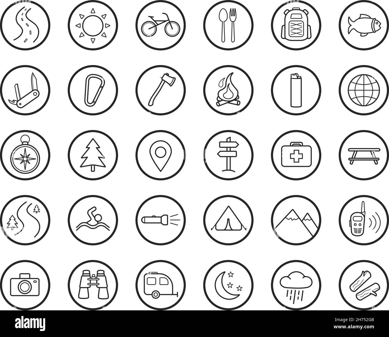 Tourism, camping linear icons set Stock Vector Image & Art - Alamy