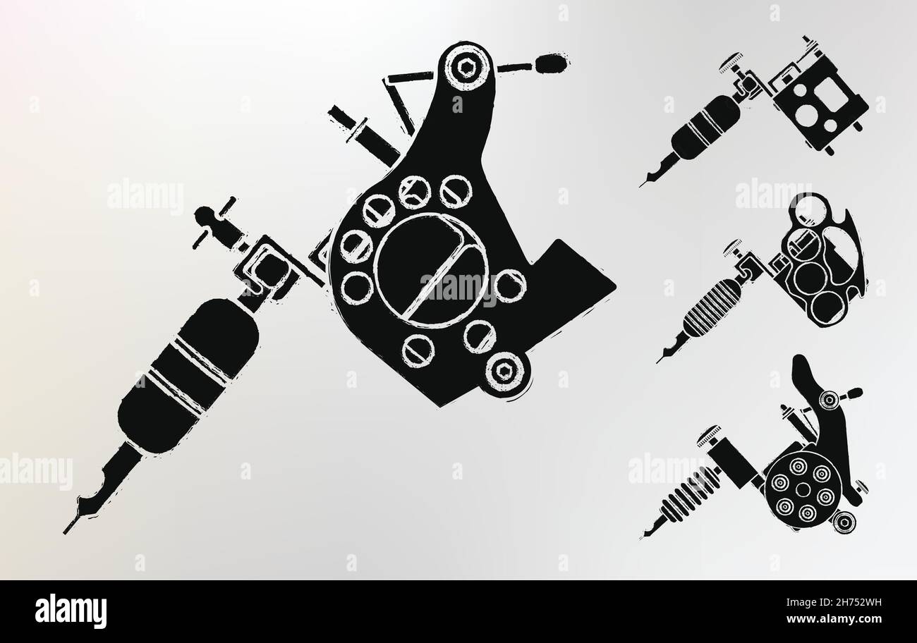 Grunge tattoo machines prints Stock Vector