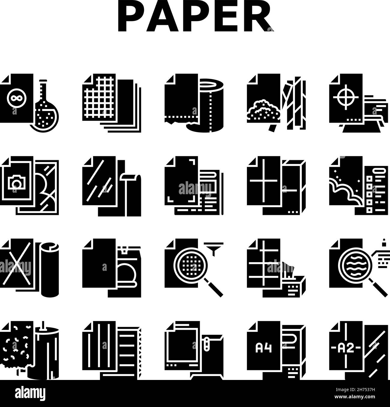 Paper List For Printing Poster Icons Set Vector Stock Vector Image ...