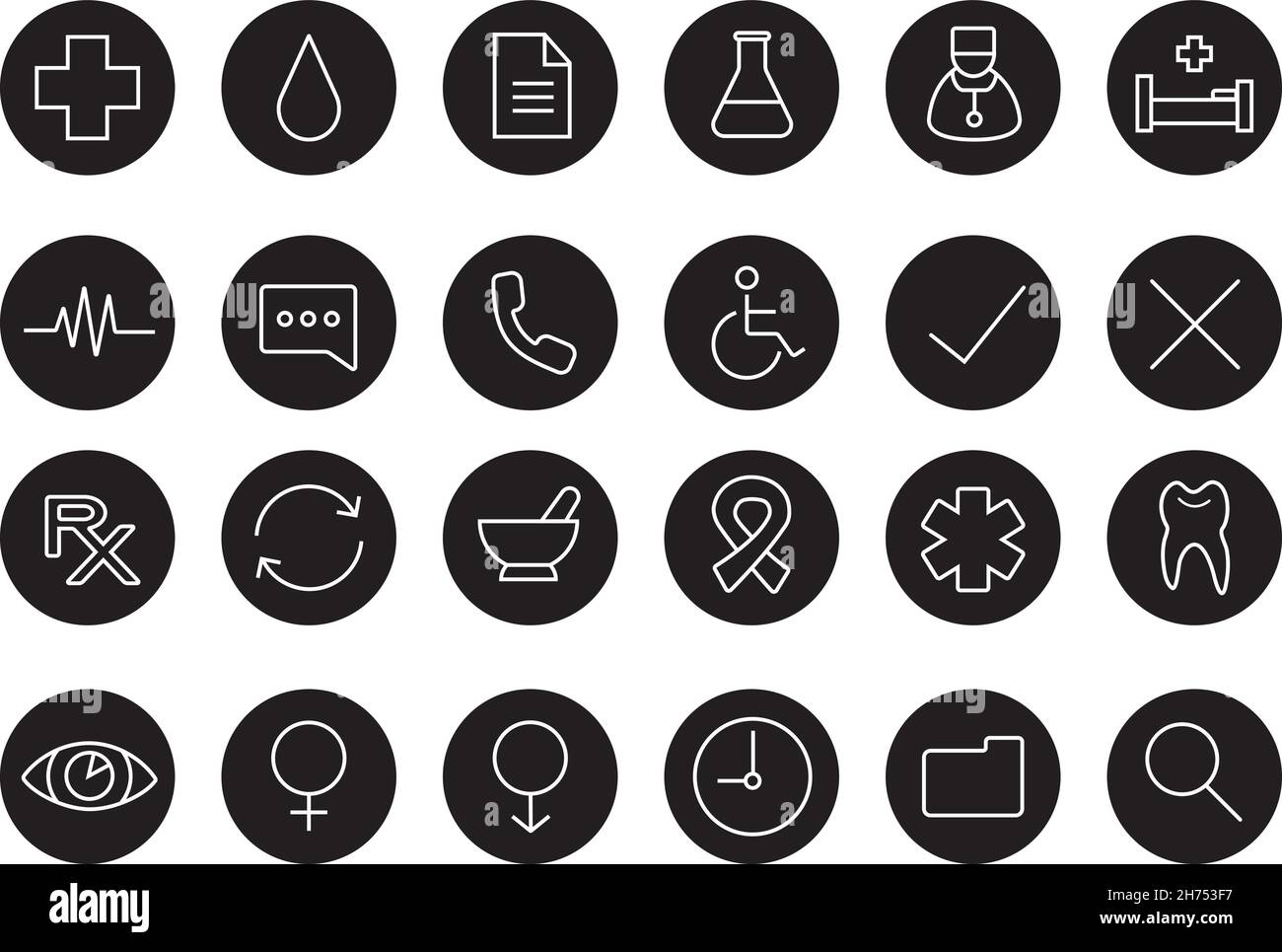 Medical black and white linear icons set Stock Vector Image & Art - Alamy