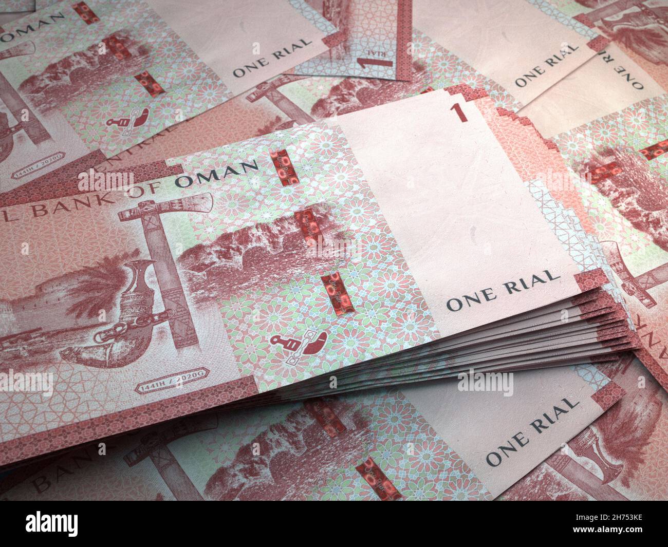 Money of Oman. Rial bills. OMR banknotes. 1 Arabic. Business, finance ...