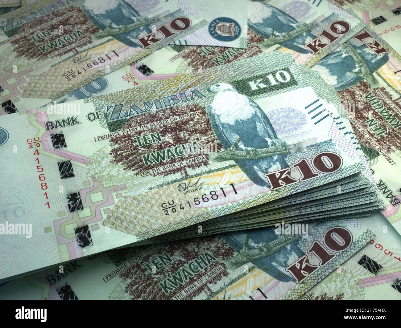 Money of Zambia. Kwacha bills. ZMW banknotes. 10 Bemba. Business