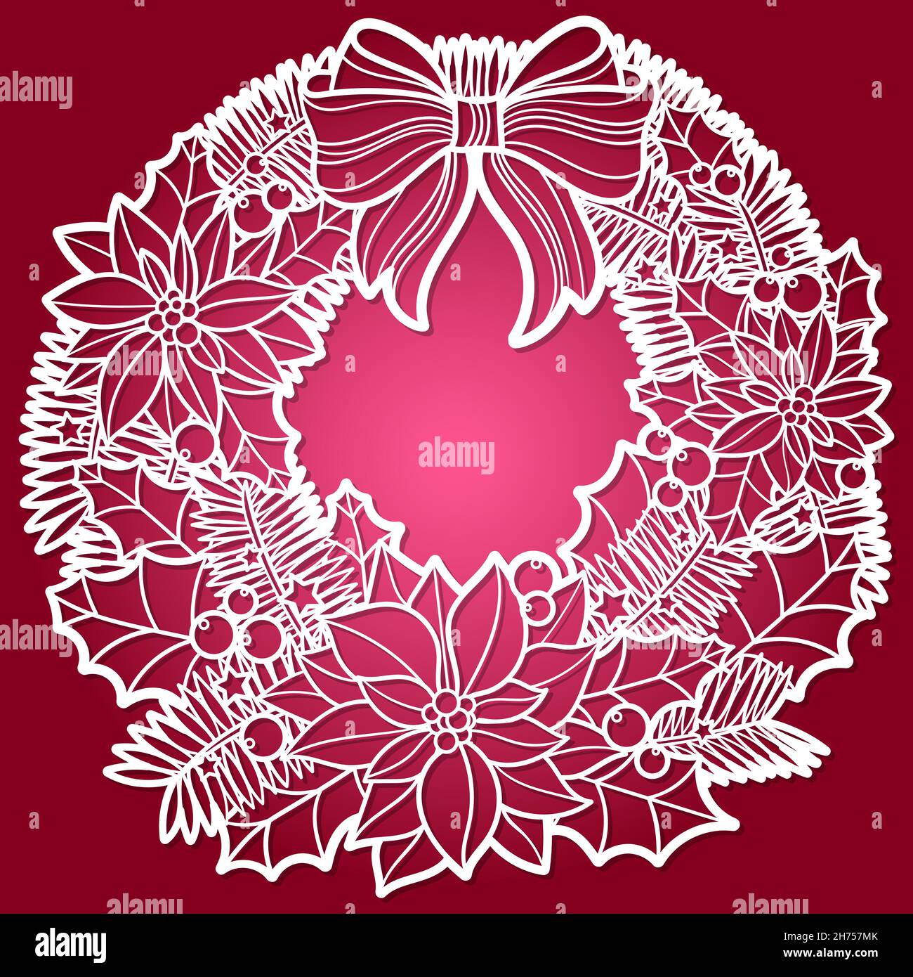 Laser cutting template. Christmas wreath. Vector Stock Vector Image