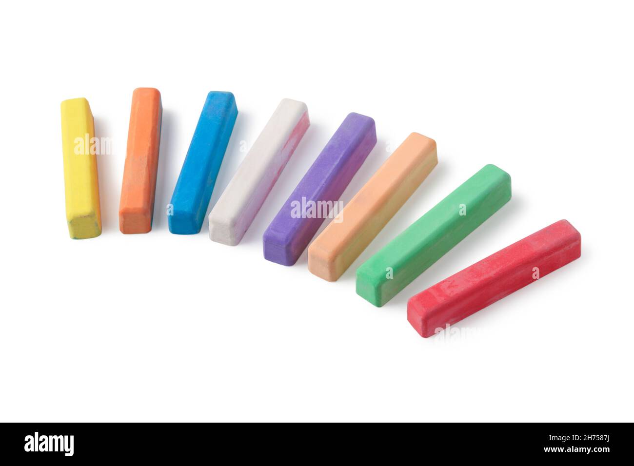 Multicolored crayons for drawing isolated on white Stock Photo