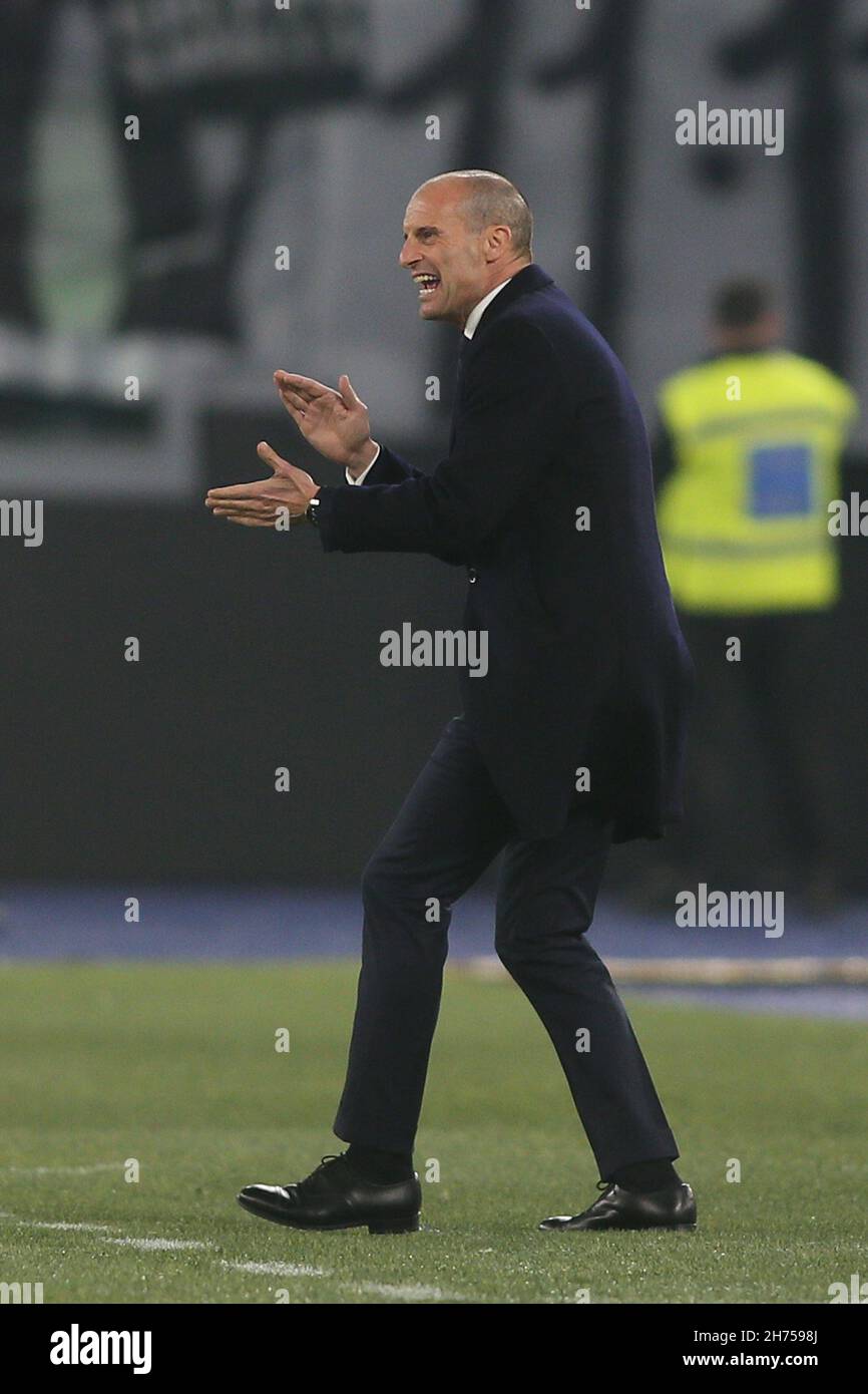 Rome, Italy. 20th Nov, 2021. ROME, Italy - 20.11.2021: MAX ALLEGRI (COACH JUV) in action during the Italian Serie A football match between SS LAZIO VS FC JUVENTUS at Olympic stadium in Rome. Credit: Independent Photo Agency/Alamy Live News Stock Photo