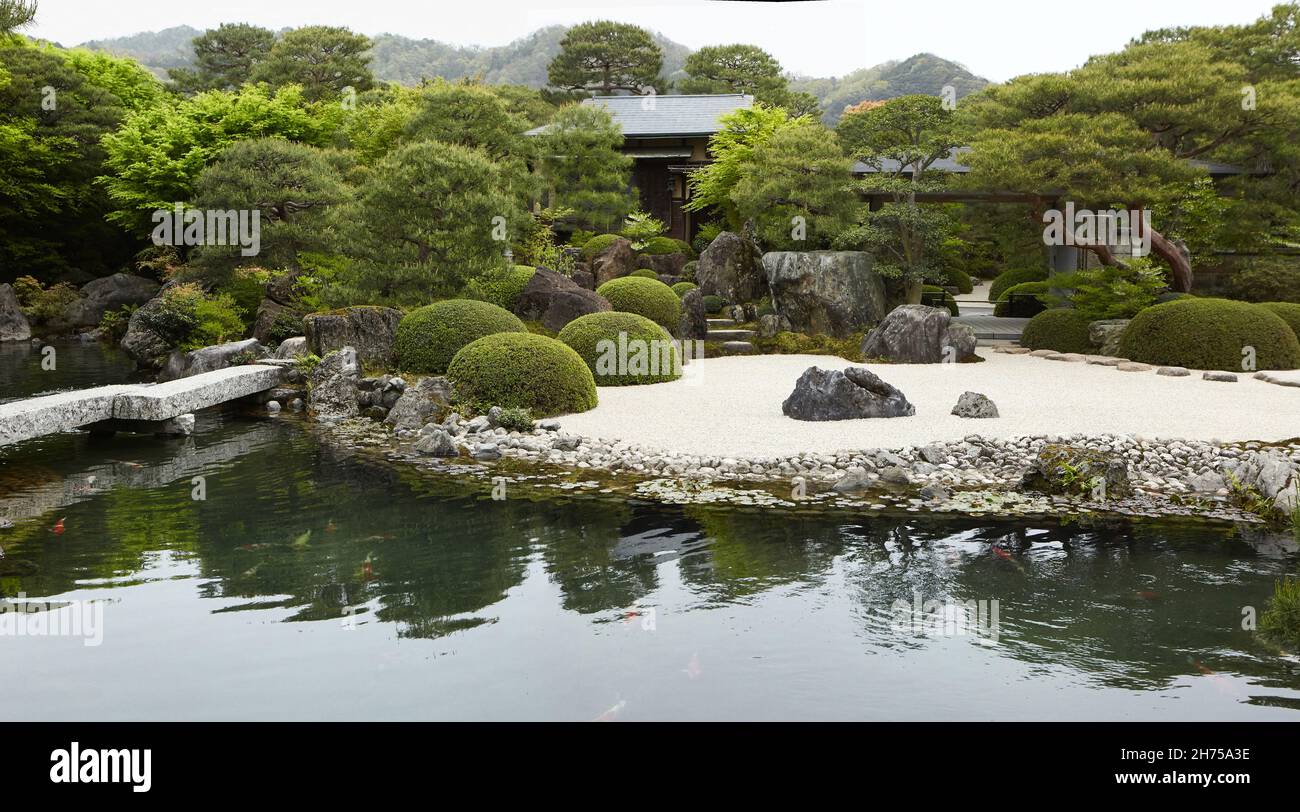 SHIMANE, JAPAN April 2018 Japanese garden of Adachi Museum. This