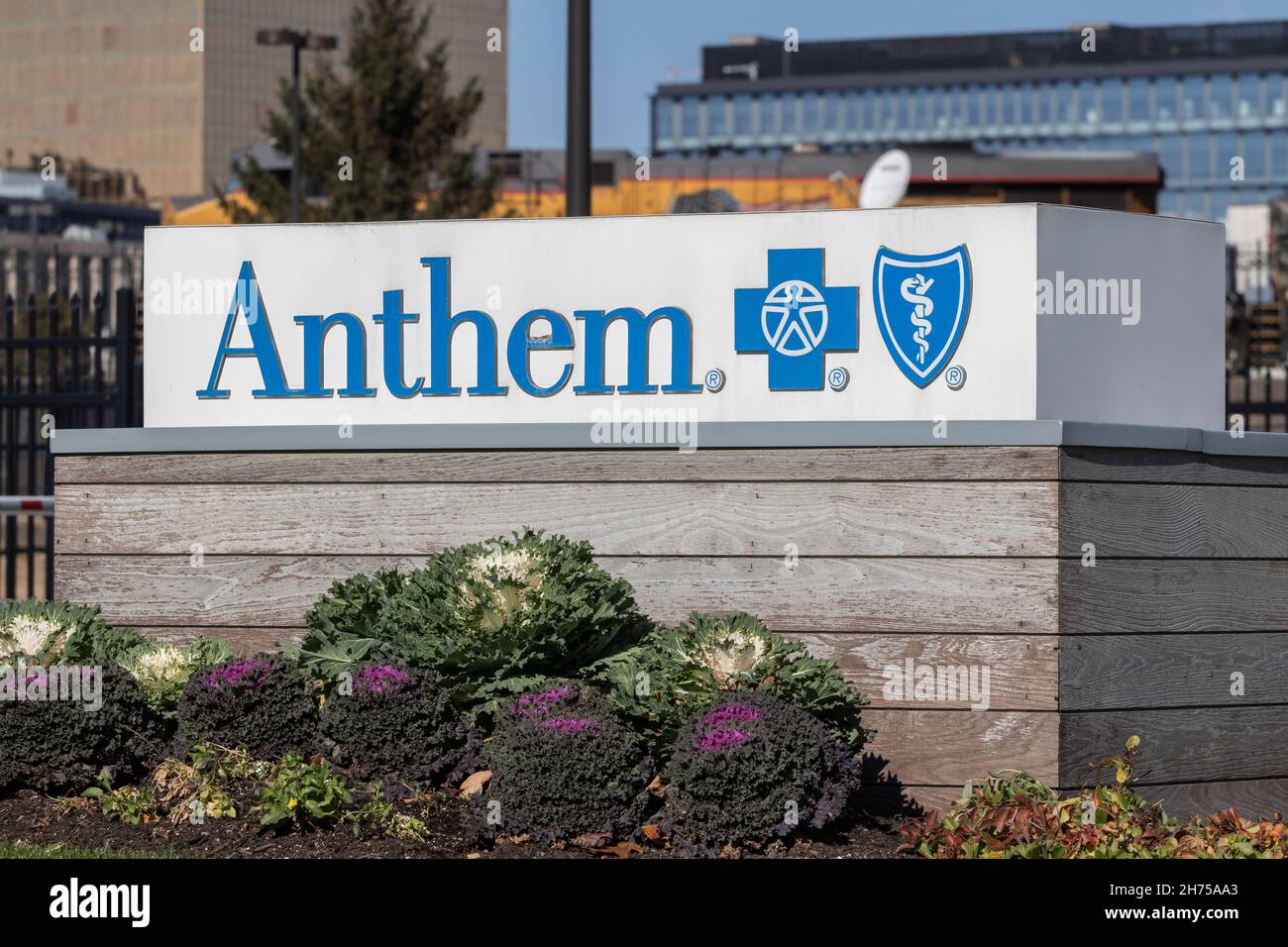 Indianapolis - Circa November 2021: Anthem World Headquarters. Anthem is the largest for-profit managed health care company in the Blue Cross Blue Shi Stock Photo