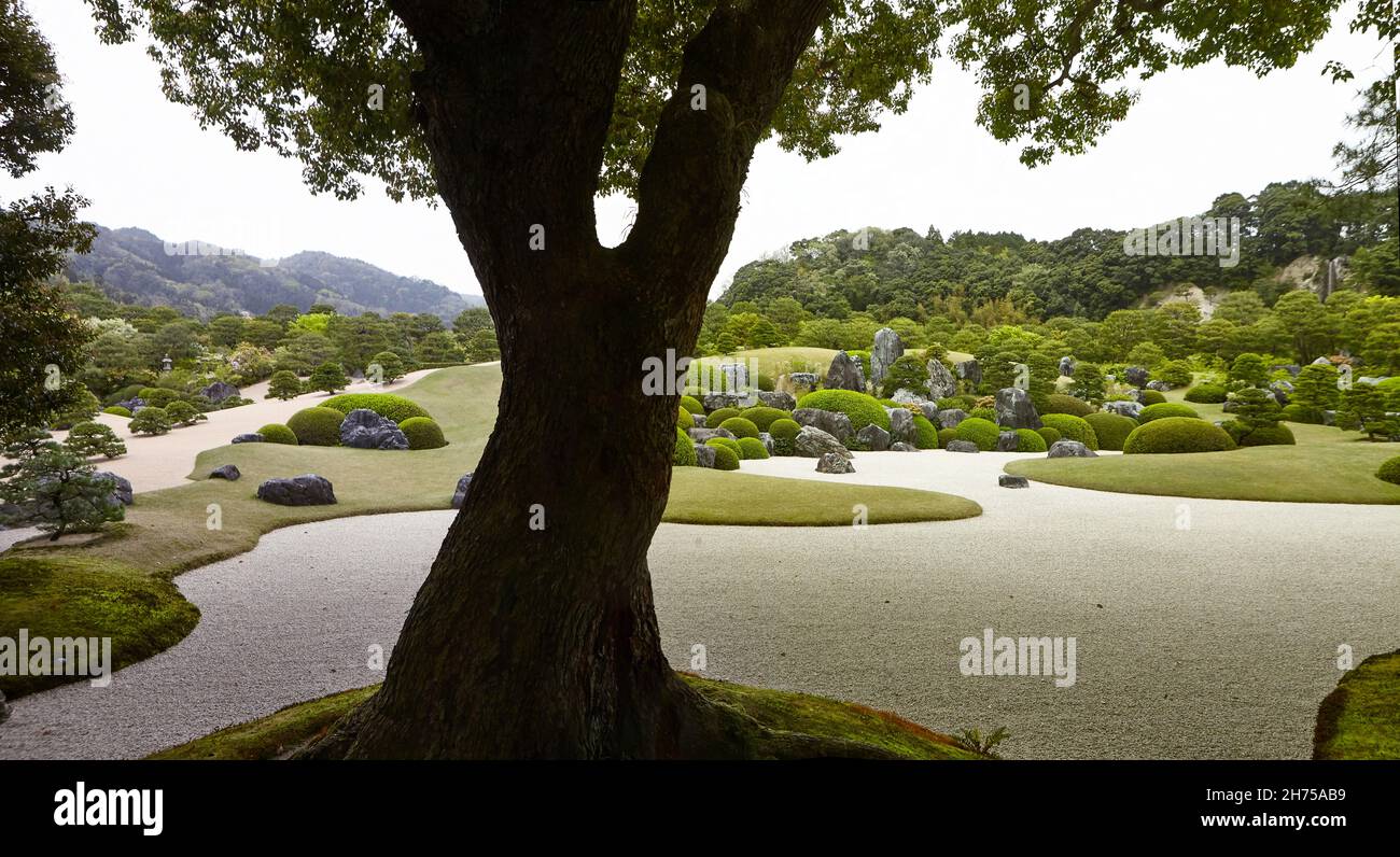 SHIMANE, JAPAN April 2018 Japanese garden of Adachi Museum. This