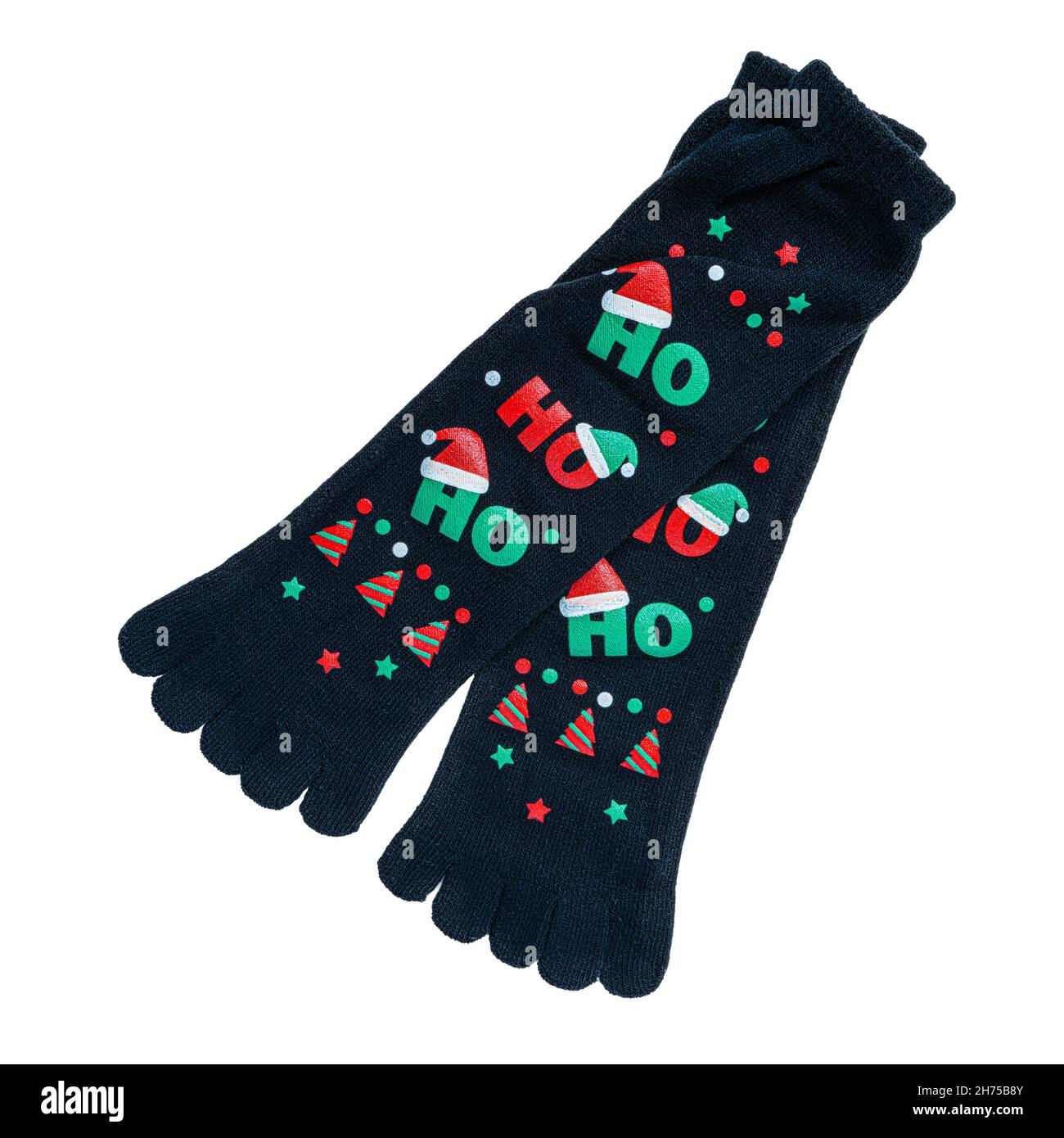 Christmas socks complete with toes. Stock Photo
