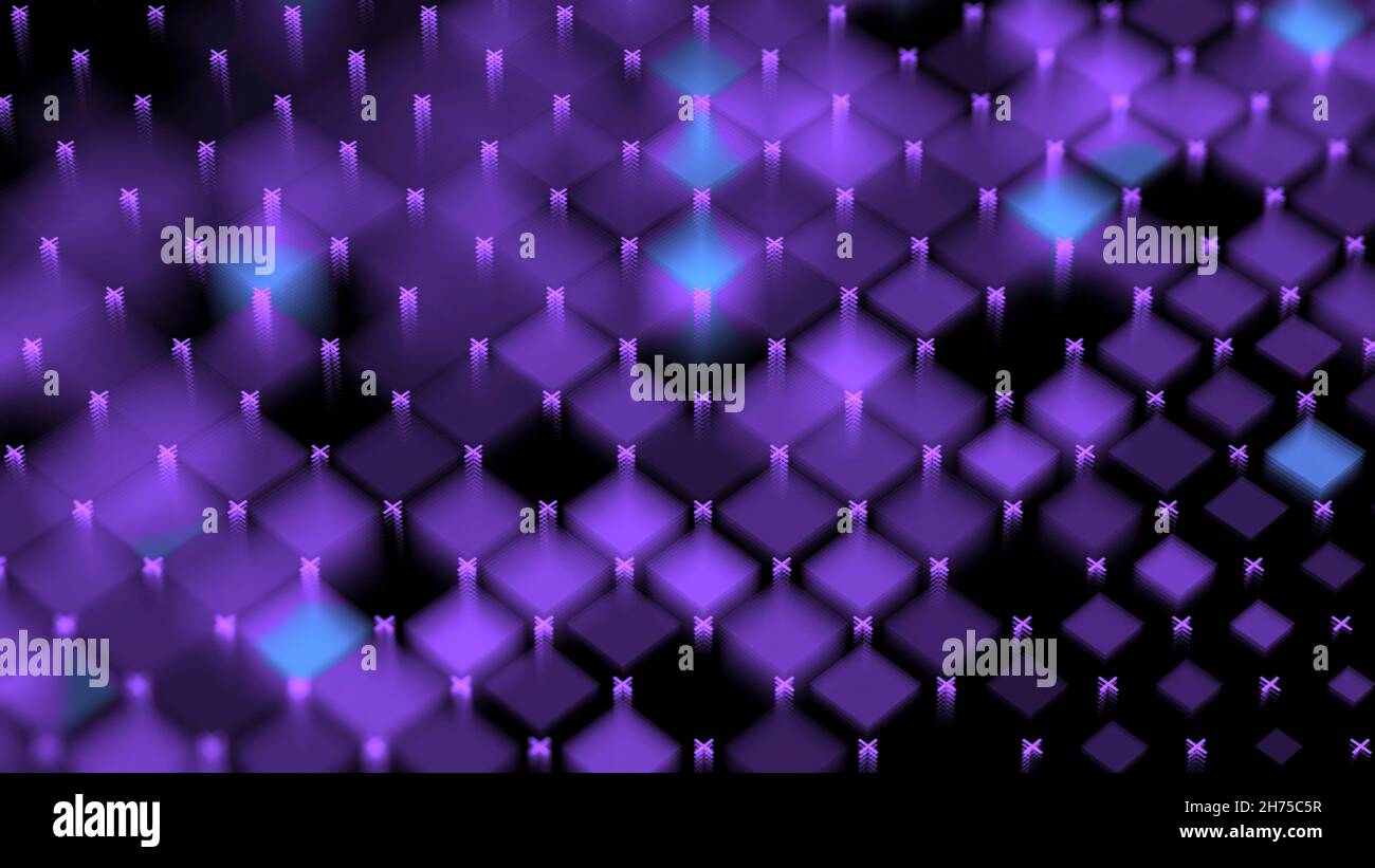 Digital background with colored crosses and squares on black backdrop ...