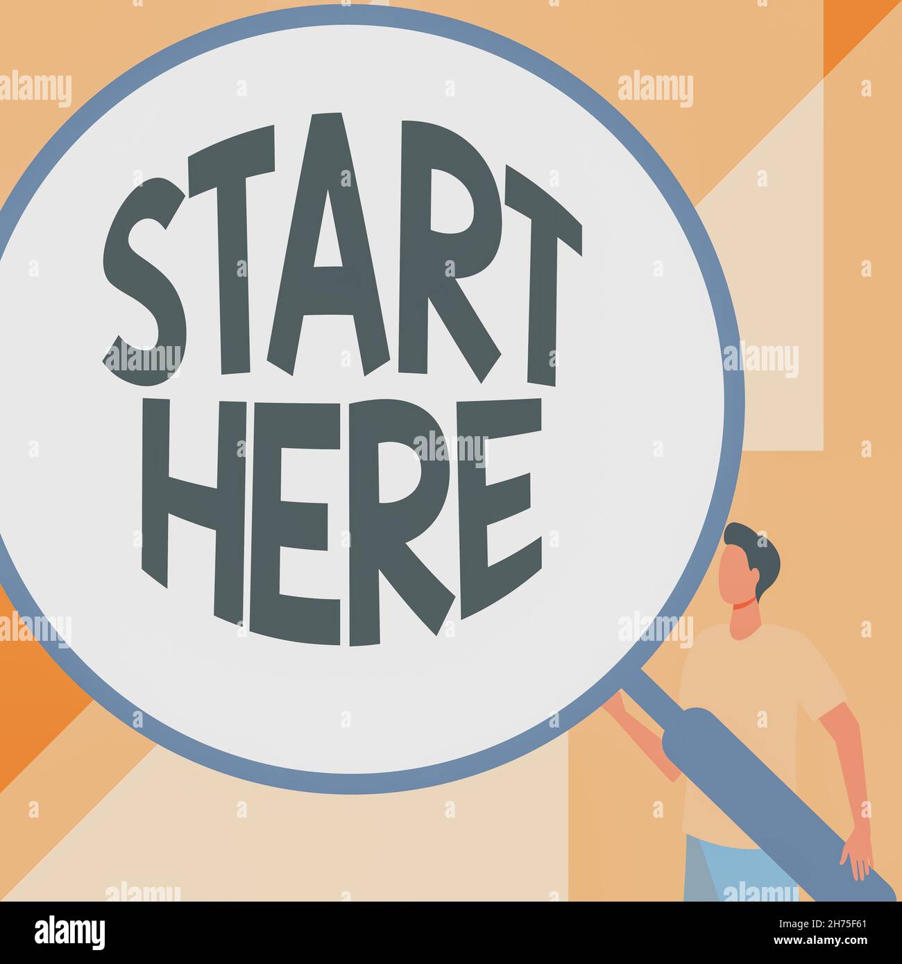 Text showing inspiration Start Here. Business overview telling someone ...