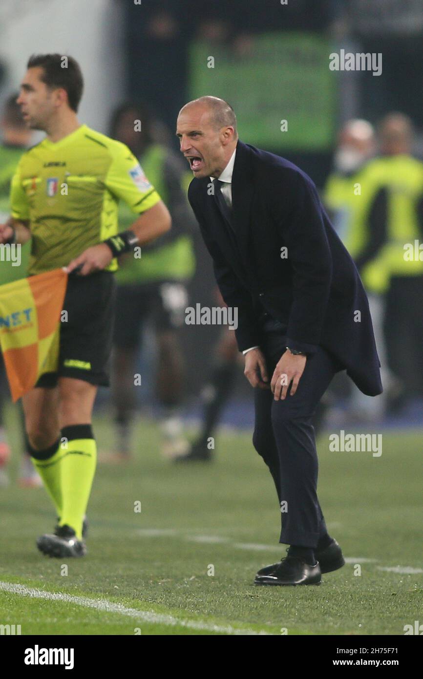 Rome, Italy. 20th Nov, 2021. ROME, Italy - 20.11.2021: MAX ALLEGRI (COACH JUV) in action during the Italian Serie A football match between SS LAZIO VS FC JUVENTUS at Olympic stadium in Rome. Credit: Independent Photo Agency/Alamy Live News Stock Photo