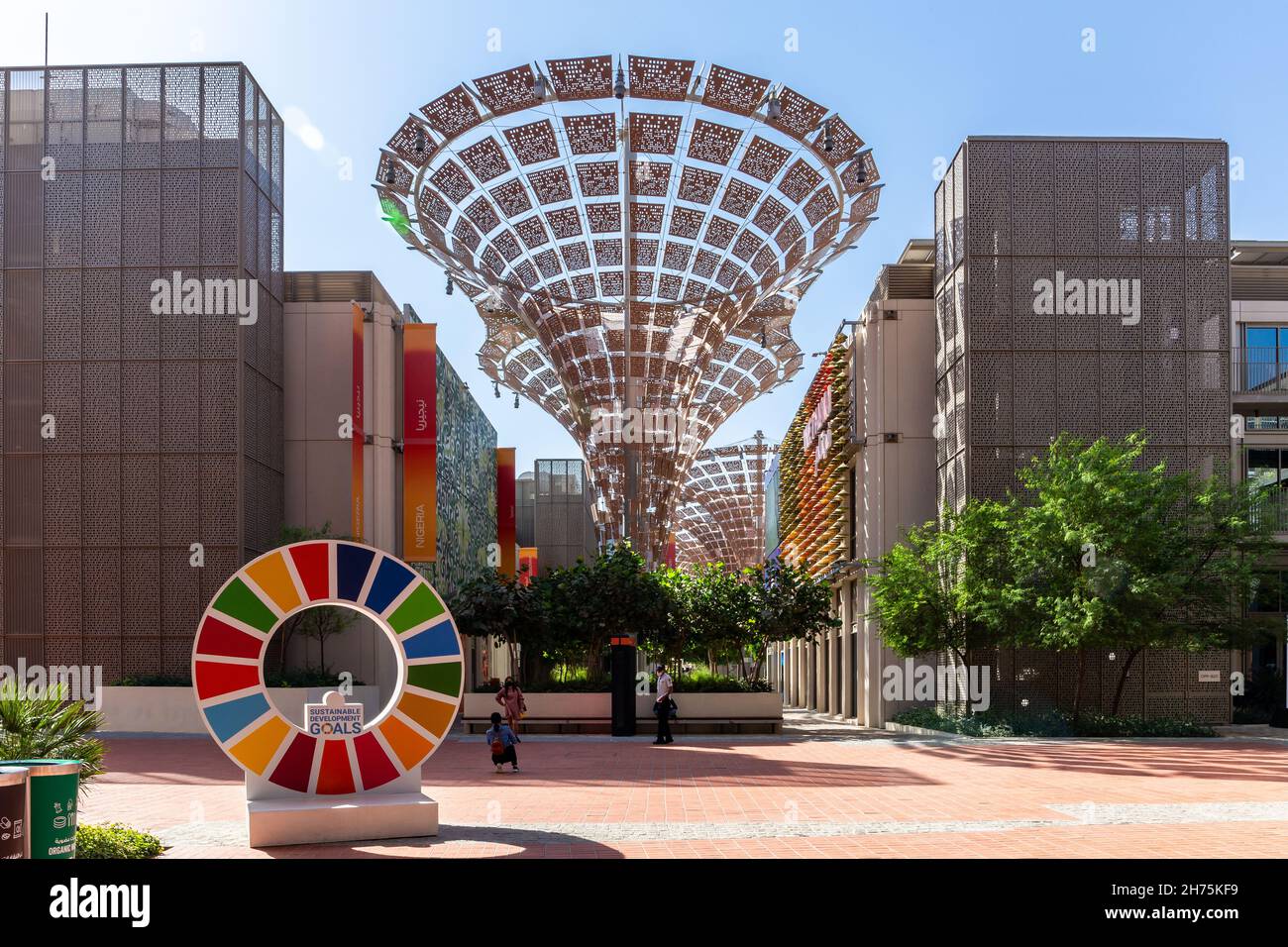 Dubai, UAE, 15.11.2021. Expo 2020 Dubai site, street with artificial