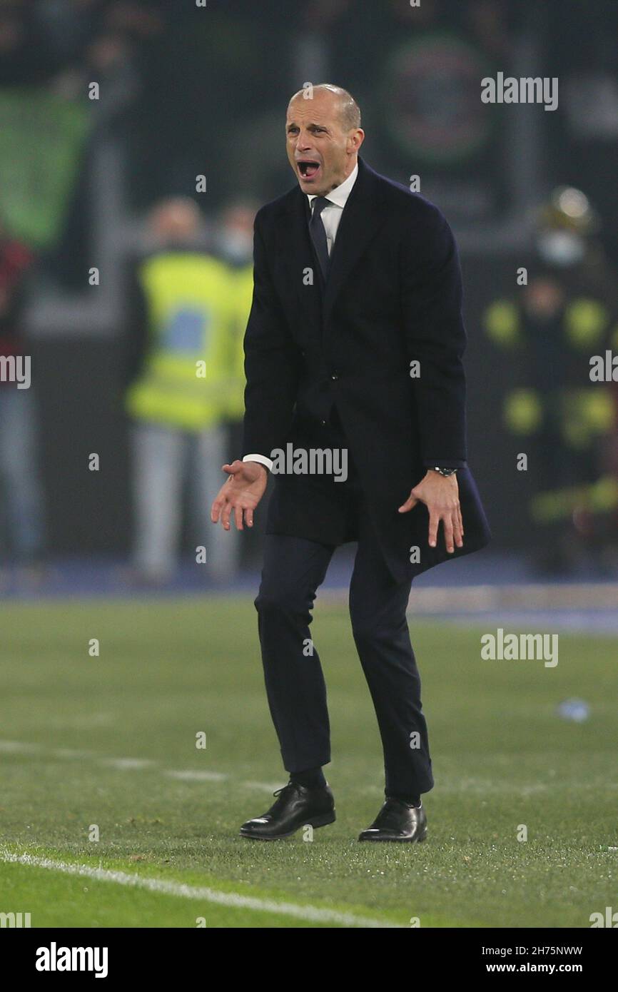 Rome, Italy. 20th Nov, 2021. ROME, Italy - 20.11.2021: MAX ALLEGRI (COACH JUV) in action during the Italian Serie A football match between SS LAZIO VS FC JUVENTUS at Olympic stadium in Rome. Credit: Independent Photo Agency/Alamy Live News Stock Photo