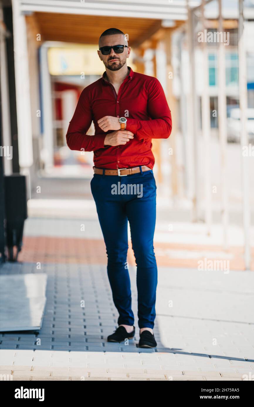 Vertical shot young man red hi-res stock photography and images - Alamy