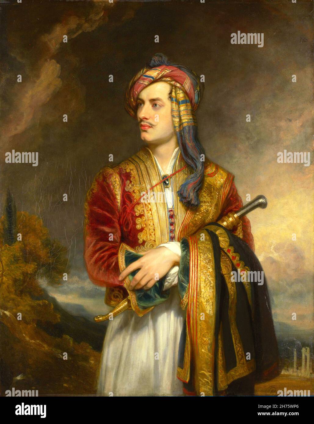 Thomas Phillips portrait of Lord Byron in Albanian Dress - 1813 Stock Photo