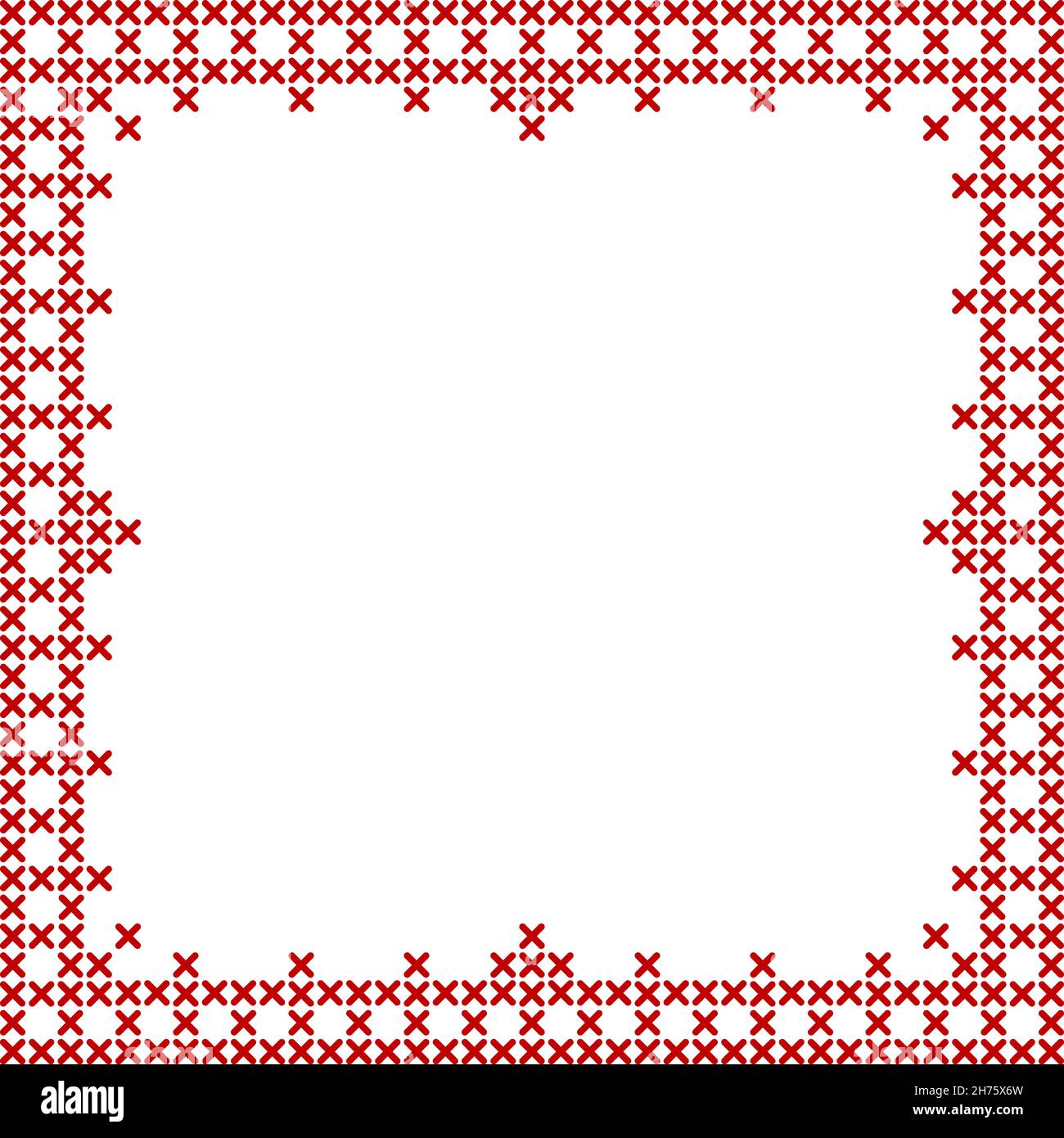 Cross stitch border, square frame pattern, perfect for Christmas banner  design. Geometric redwork ornament for napkin embroidery layout pattern.  Vecto Stock Vector Image & Art - Alamy