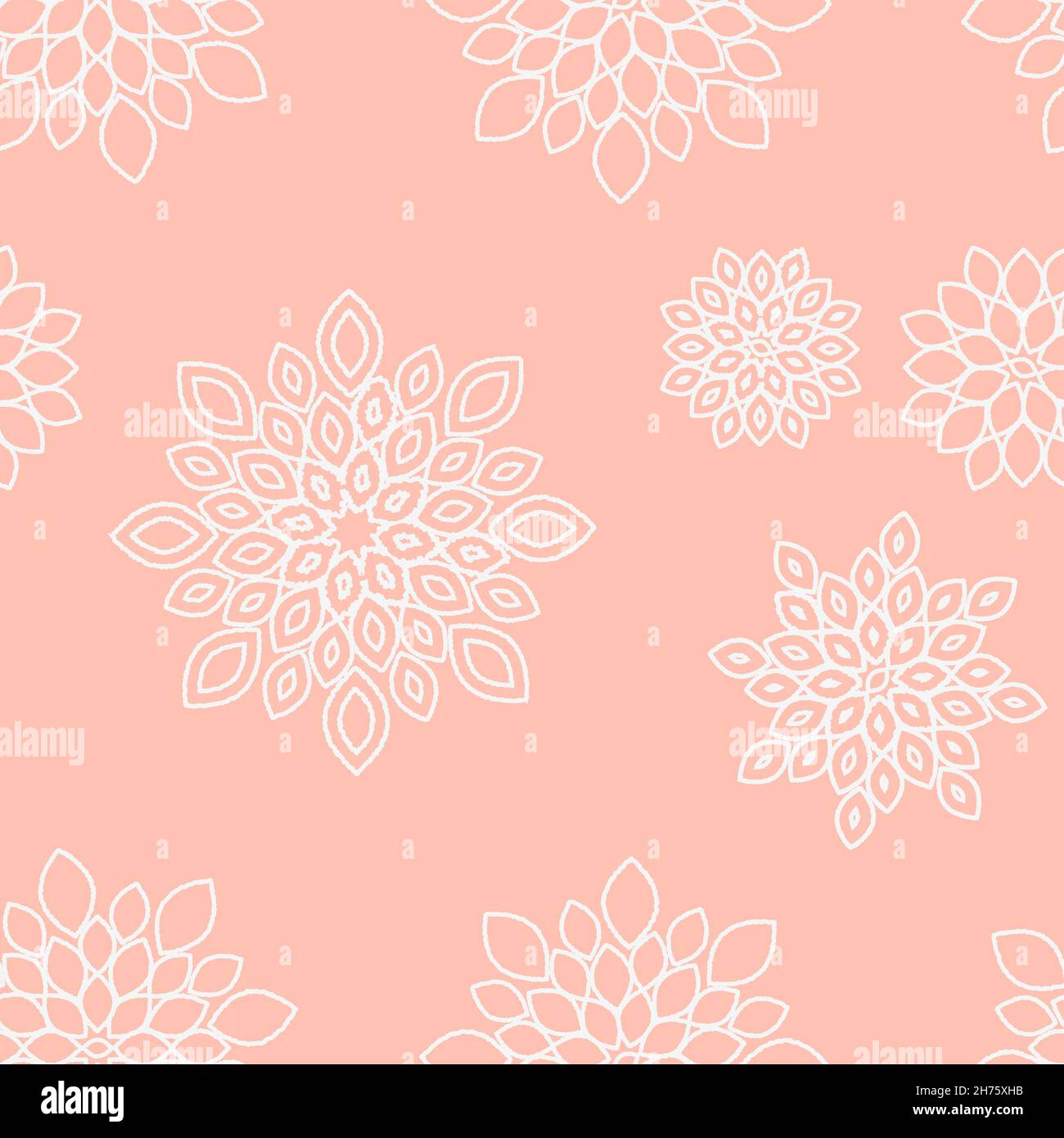Peach Color Tile Floral Repeat Pattern Background Stock Vector Image